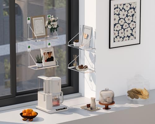 Clear Acrylic Floating Shelves No Drilling Needed Set of 2