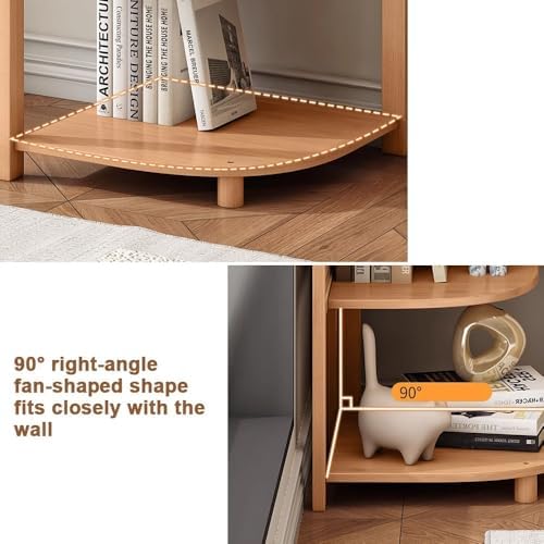 Miusocal Rattan Corner Bookshelf with 5 Tier Storage