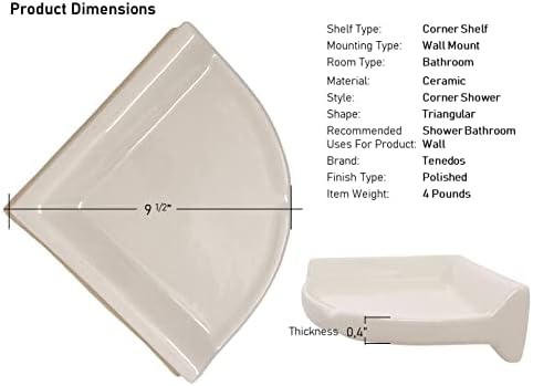 Tenedos Bone Almond Glazed Ceramic Corner Shelf
