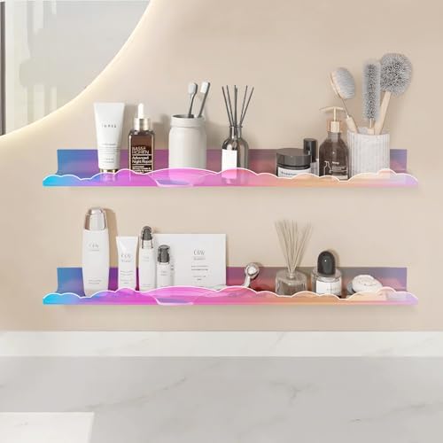 Rainbow Glitter Floating Shelves Set of 2 for Home Decor