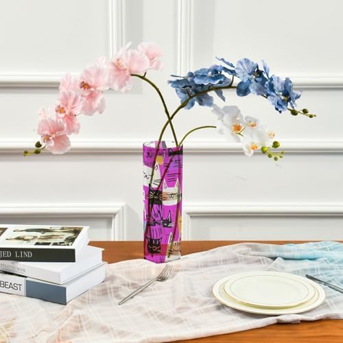 Peach Punk Cats Colorful Cartoon Plastic Vase 118 x 39 Inch