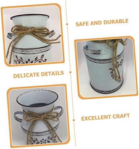 Cabilock Vintage Metal Flower Bucket for Floral Arrangement Rustic Decorative Vase