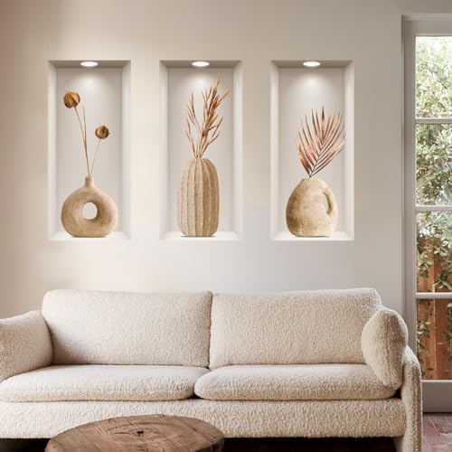 Joyartu 3D Plants Wall Decals 3PCS Modern Botanical Mural Stickers