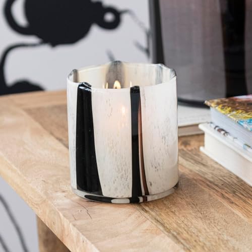 Bloomingville Round Glass Candle Holder Vase with Stripes