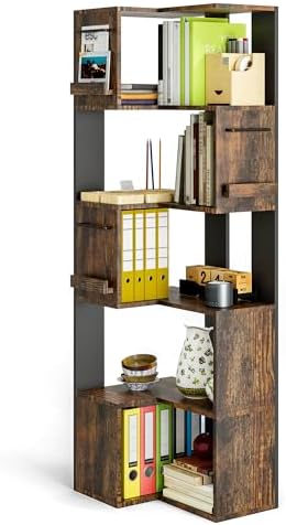 PPAMAPIC 5 Tier Corner Bookshelf L Shaped Storage Rack for Kitchen and Living Room