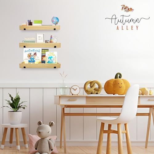 Autumn Alley 3-Tier Floating Wood Shelves Set