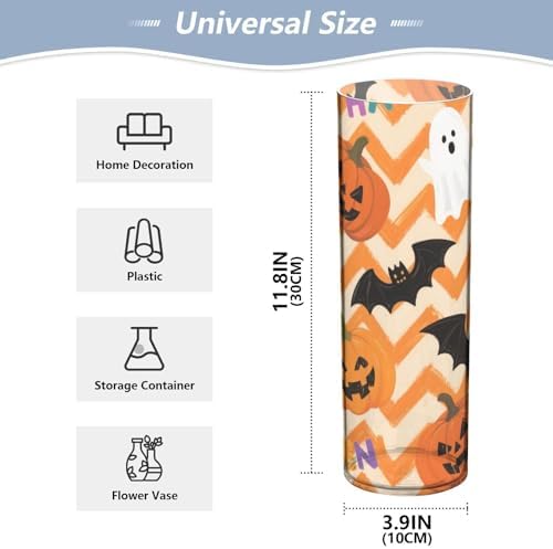 Orange Halloween Pumpkin Plastic Hurricane Floating Candle Holder 118 x 39 Inch Unbreakable Centerpieces