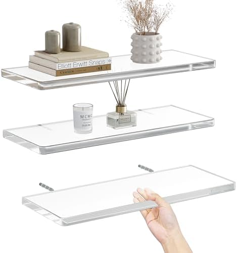 Clear Acrylic Floating Shelves for Wall Mounting