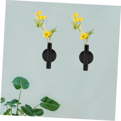BESTOYARD 2Pcs Wall Mounted Metal Vase for Dried Flowers