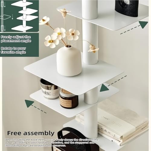 9-Tier Rotating Bookshelf with Floating Design