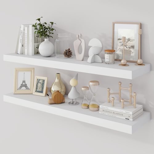 36 Inch Floating Shelves Set of 2 Rustic Wood Grain
