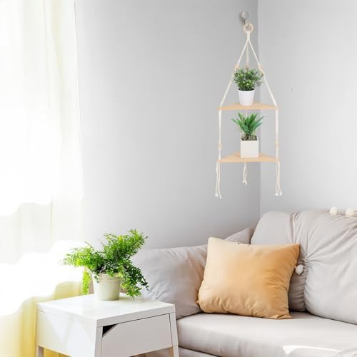 Corner Shelf White Wall Hanging 2 Tier Wood Floating Shelves
