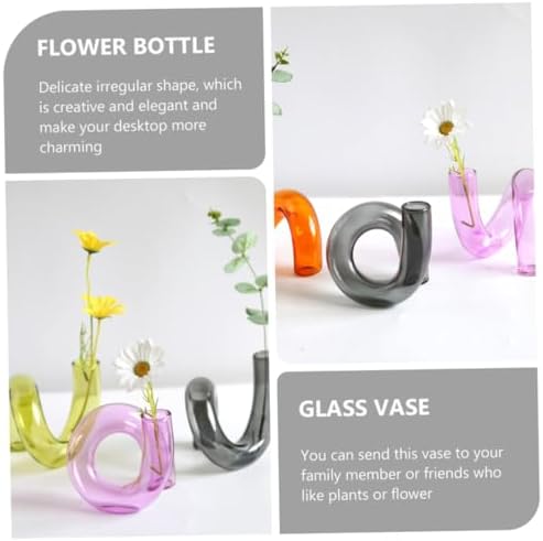 GLEAVI Irregular Glass Vase for Dried Flowers Creative Home Decor Grey