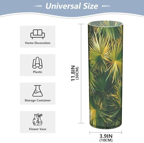 Green Tropical Leaves Plastic Flower Vase 118 x 39 Inch Decorative Hurricane Candle Holder