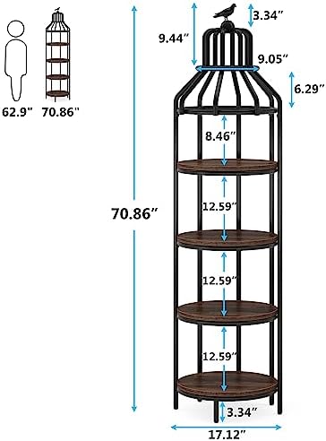 Tribesigns 4 Tier Corner Bookshelf with 4 Round Shelves