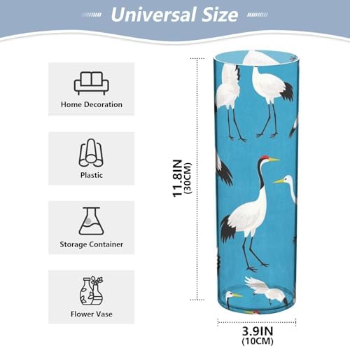 Blue Cartoon Crane Bird Silhouette Plastic Vase 118 x 39 Inch
