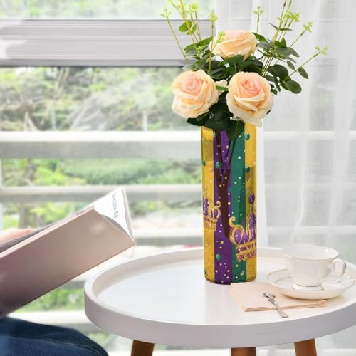 Mardi Gras Purple Green Plastic Hurricane Floating Candle Holder