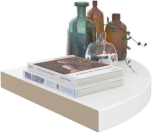 Floating Corner Shelf with High Gloss White Finish