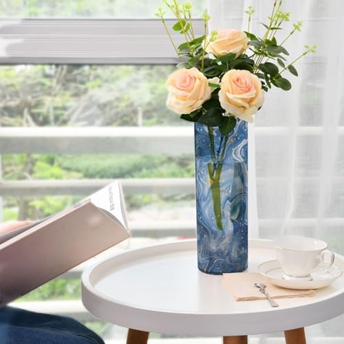Blue and White Marble Plastic Candle Holder 118 x 39 Inch