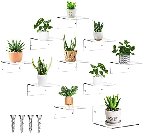 Yalikop 10 Piece Acrylic Floating Wall Shelf Set