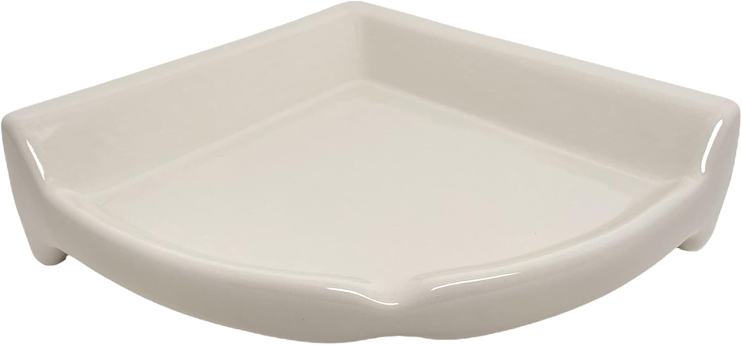 Tenedos Bone Almond Glazed Ceramic Corner Shelf