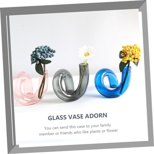 GLEAVI Irregular Glass Vase for Dried Flowers Creative Home Decor Grey