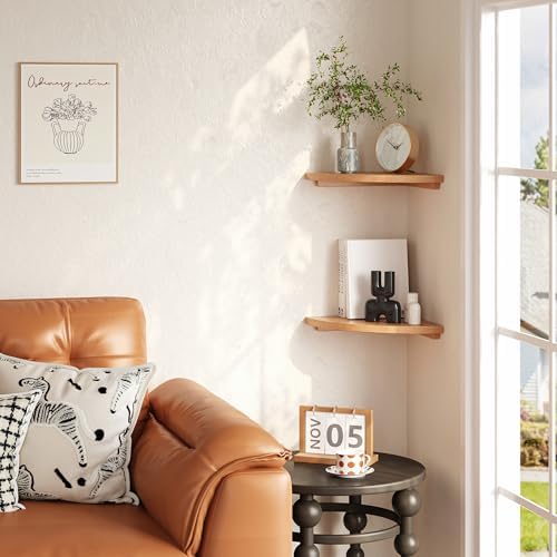 Floating Corner Shelves Oak 10 Solid Wall Mounted Display Storage Rack