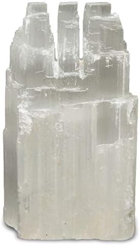 2 Pieces Natural White Selenite Triple Skyscraper Lamp with Dimmer Switch and Cord