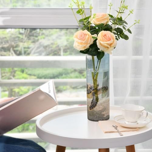 Swimming Sea Turtle Plastic Cylinder Vase 118 Inch Tall Clear