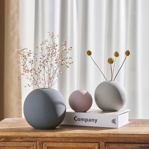 Ceramic Vase Set of 3 Multicolor Rustic Farmhouse Decor