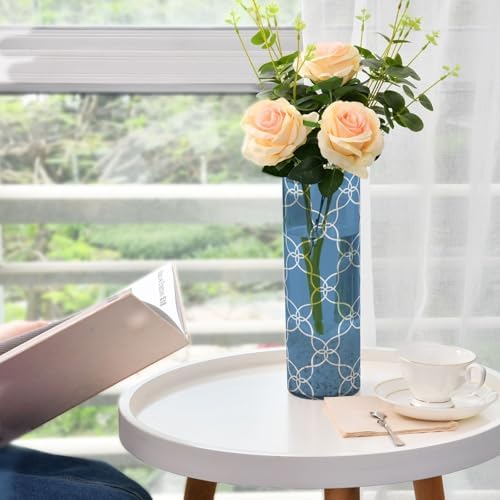 White Lines Blue Plastic Hurricane Candle Holder 118x39 Inch Decor