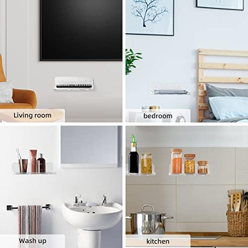 Clear Acrylic Floating Shelf 2 Pack for Wall Mount Storage