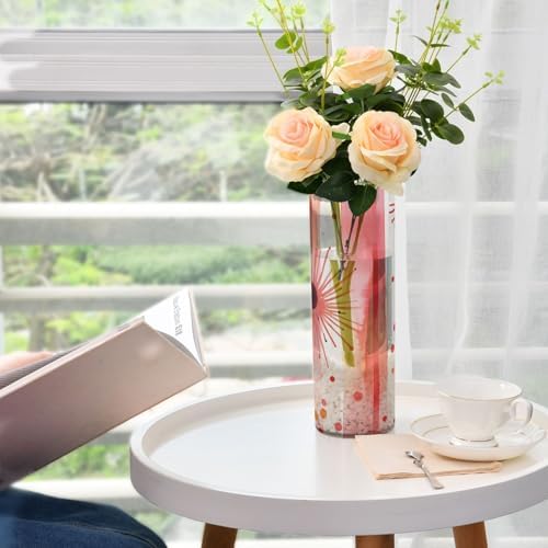 Geometric Dots Lines Coral Plastic Hurricane Candle Holder 118x39 Inch Modern Decor