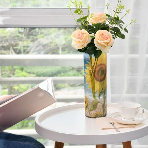 Sunflowers by The Sea Clear Plastic Cylinder Vase 118 Inch Tall