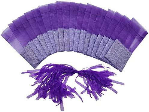 Sanrich 50PCS Lavender Sachet Bags Empty Purple Gauze Ribbons Cotton-Ramie Sacks