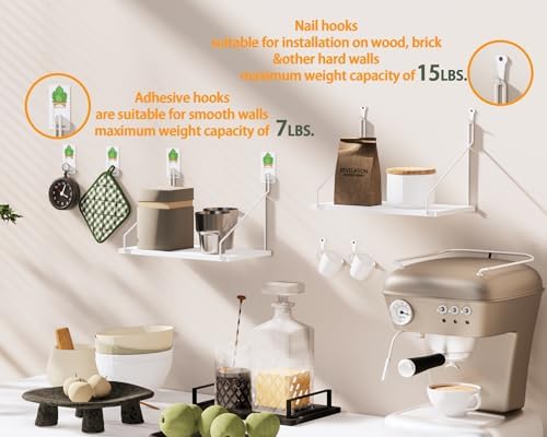 QsQueen Rustic Wood Floating Shelves Set of 3 White