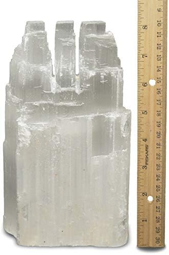 2 Pieces Natural White Selenite Triple Skyscraper Lamp with Dimmer Switch and Cord