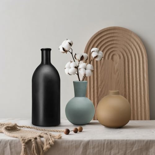 INKOTKIT Pottery Vases Set of 3 Rustic Farmhouse Decor Display