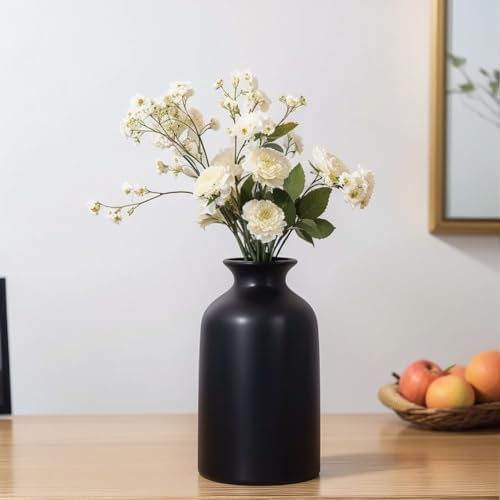 6 Pack Matte Black Ceramic Vases for Home Decor and Centerpieces