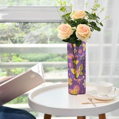 Butterfly Purple Golden Cartoon Plastic Vase 118 x 39 Inch Modern Decor