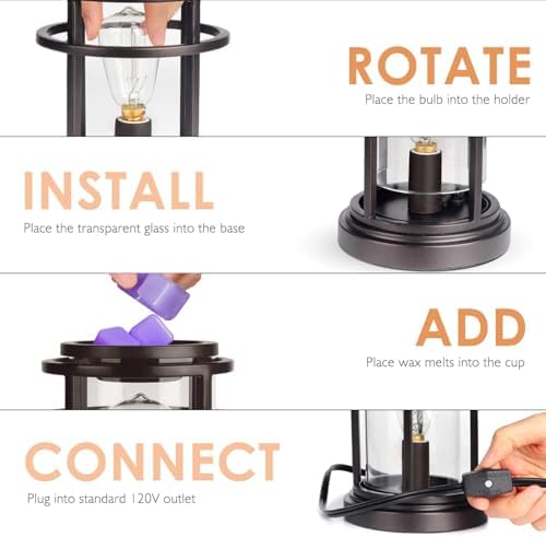 SALKING Electric Wax Warmer with 2 Edison Bulbs