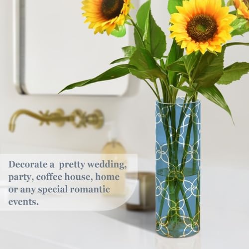 White Lines Blue Plastic Hurricane Candle Holder 118x39 Inch Decor