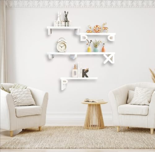 White Floating Shelves Set of 5 for Wall