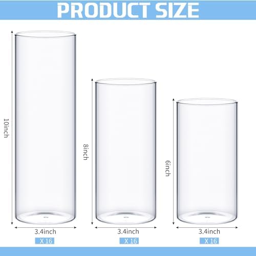 48 Pcs Clear Glass Cylinder Vases with Floating Candle Holders for Home Office Decor and Wedding Events