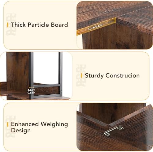7 Tier Corner Bookshelf - Brown Tall Industrial Design
