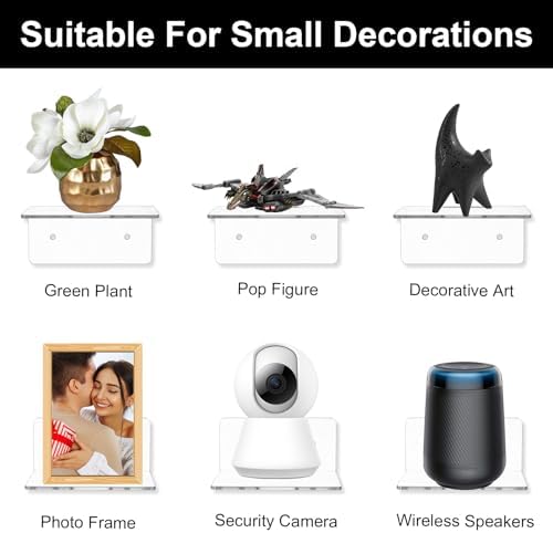 Lemecima 6 Pack Small Acrylic Floating Shelves for Wall