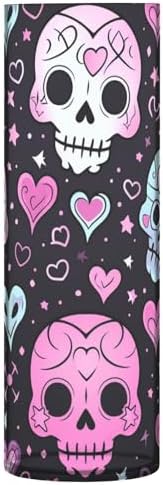 Cute Halloween Floral Skull Heart Pink Plastic Cylinder Vase