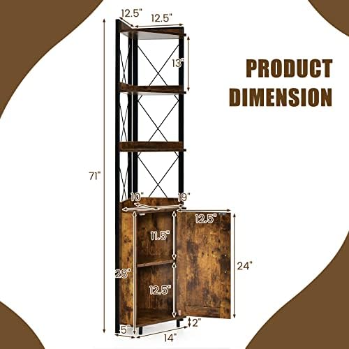 LOKO 71 Inches Tall Corner Shelf with 4 Tiers and Storage Cabinet