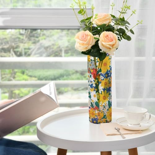 Colorful Daisy Plastic Cylinder Vase 118 x 39 Inch