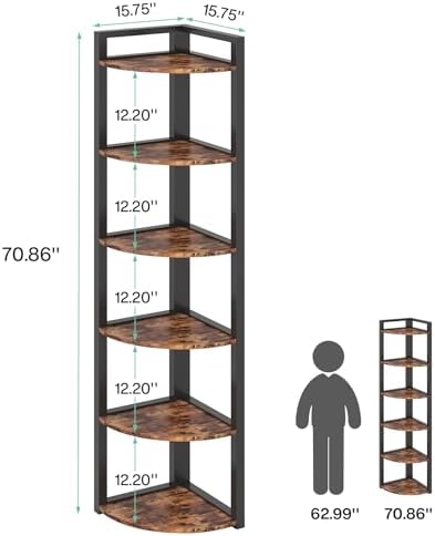 Tribesigns Corner Shelf 6 Tier Modern Bookcase